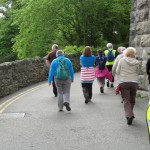 under the menai Suspension Bridge on a walk for the Anglesey Walking Festival